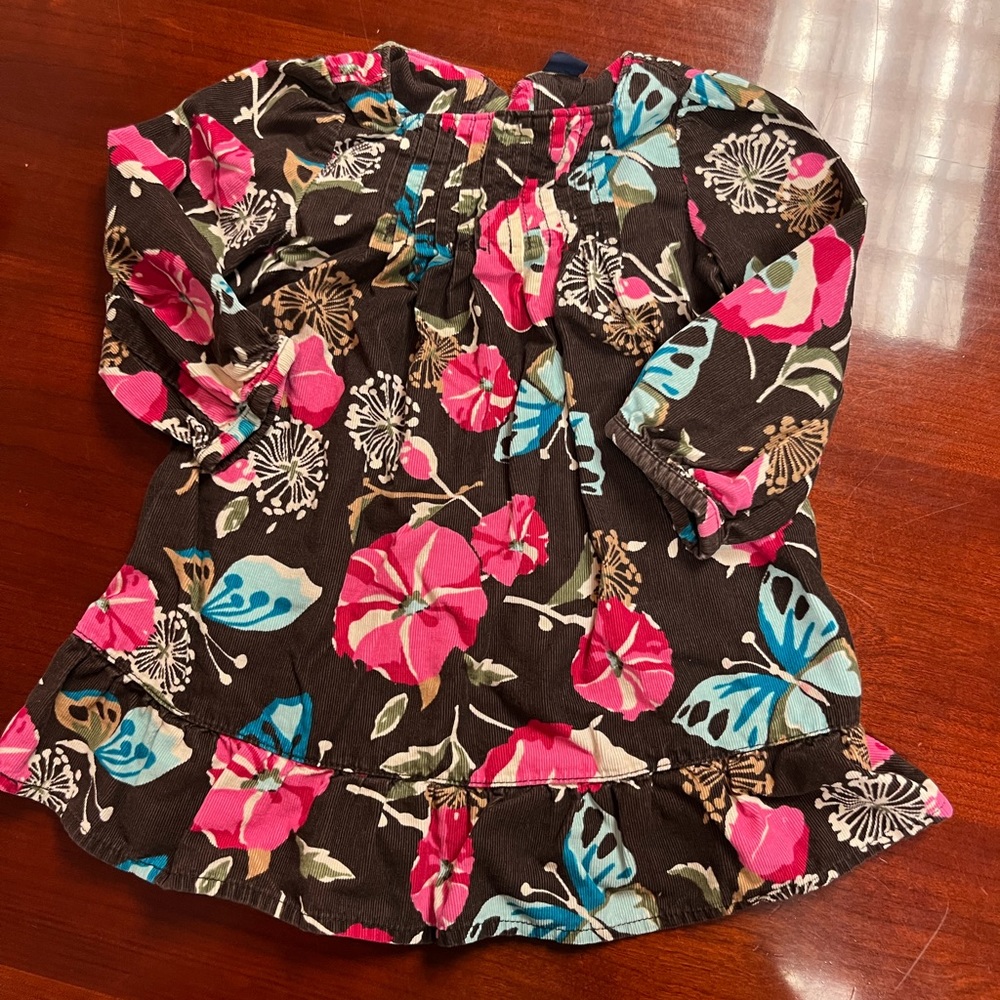 Gap Baby 2T corduroy petunia and butterfly dress long sleeve
